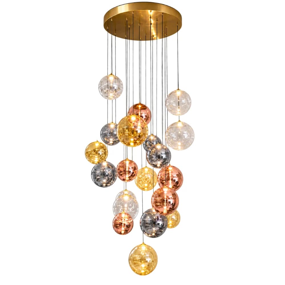 Aurora Cascade Glass Globe Chandelier
