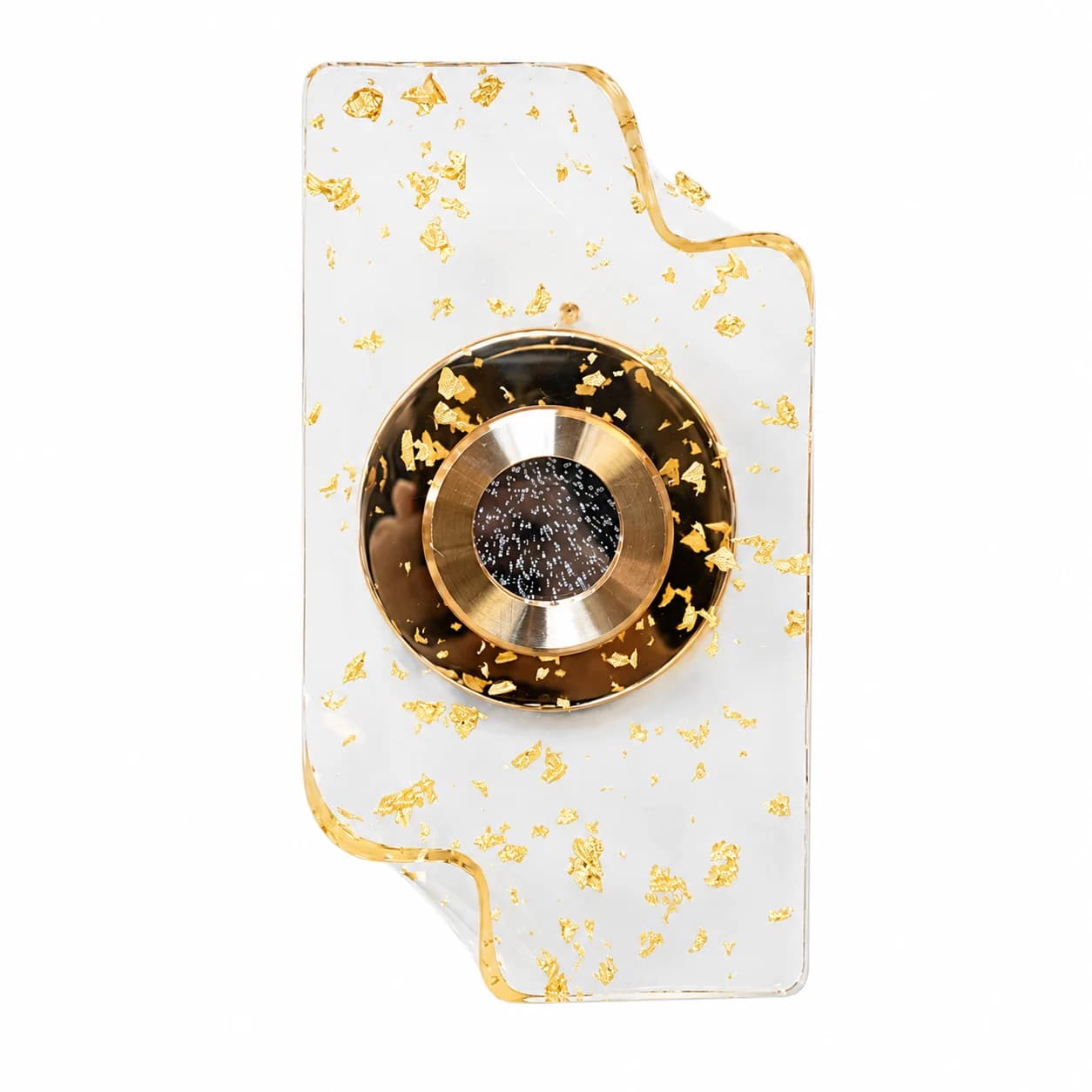 Aurum Gold Flake Crystal LED Wall Light with Bubble Crystal Centre, Luxury Sconce for Bedroom
